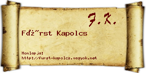 Fürst Kapolcs névjegykártya